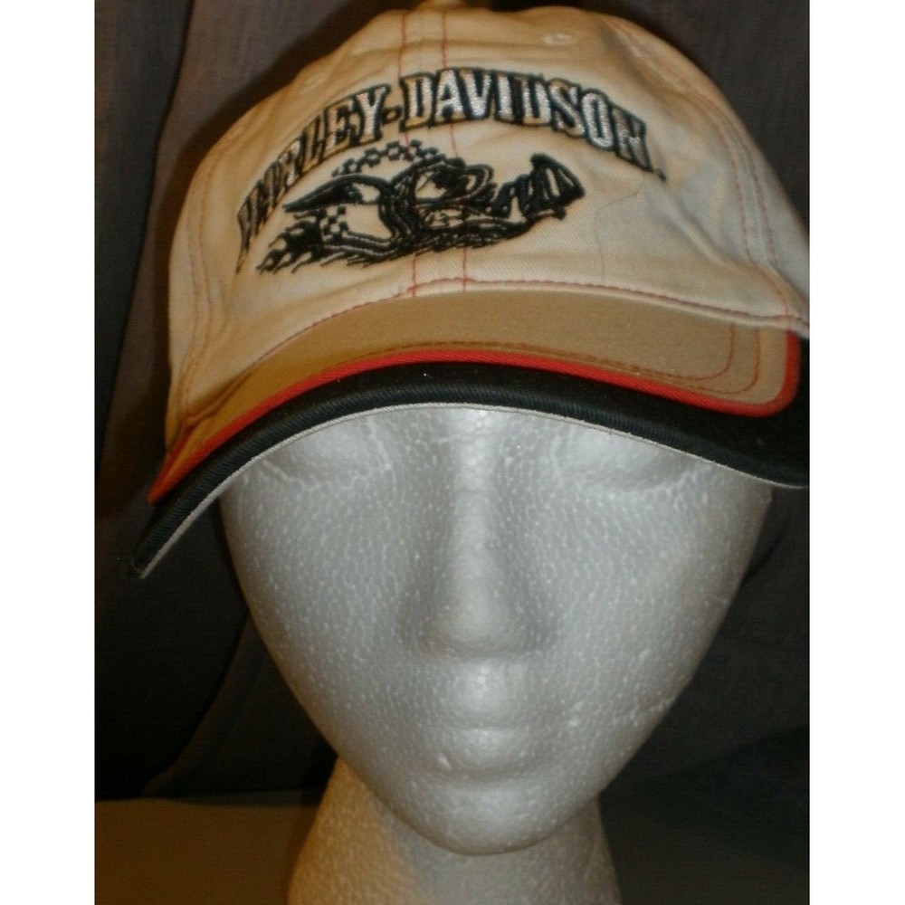 Collectible Harley Davidson Baseball Cap Whtie Red Black Embroidered Adjustable*